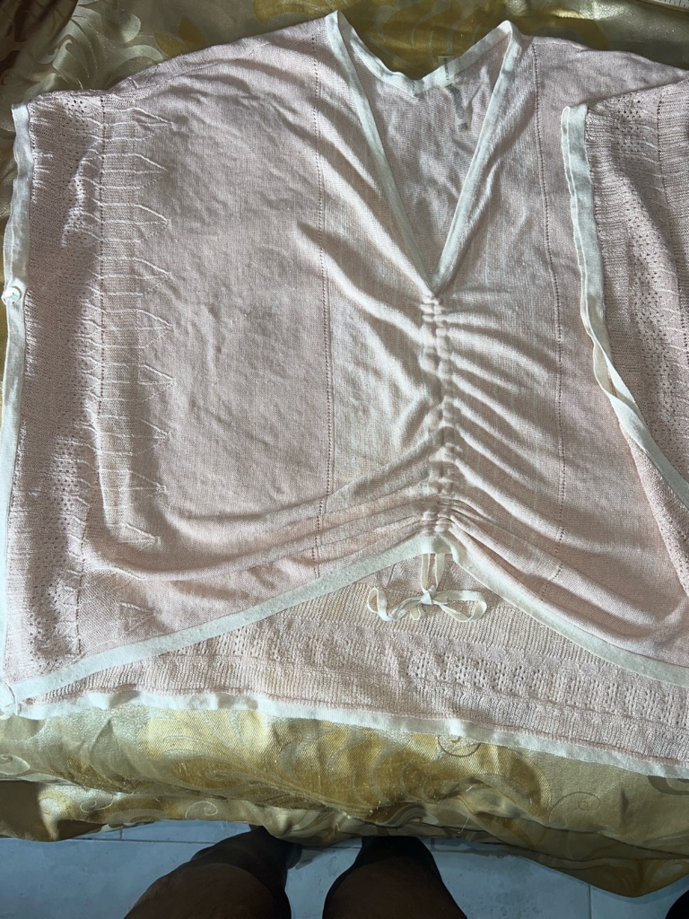 Victoria's Secret Pale Pink V-Neck Ruched Linen Blend Tunic